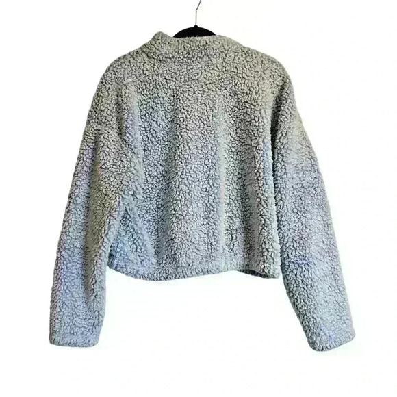 Pac Sun Sz L Simone Sherpa Henley Cropped Cozy Comfy - Picture 4 of 15